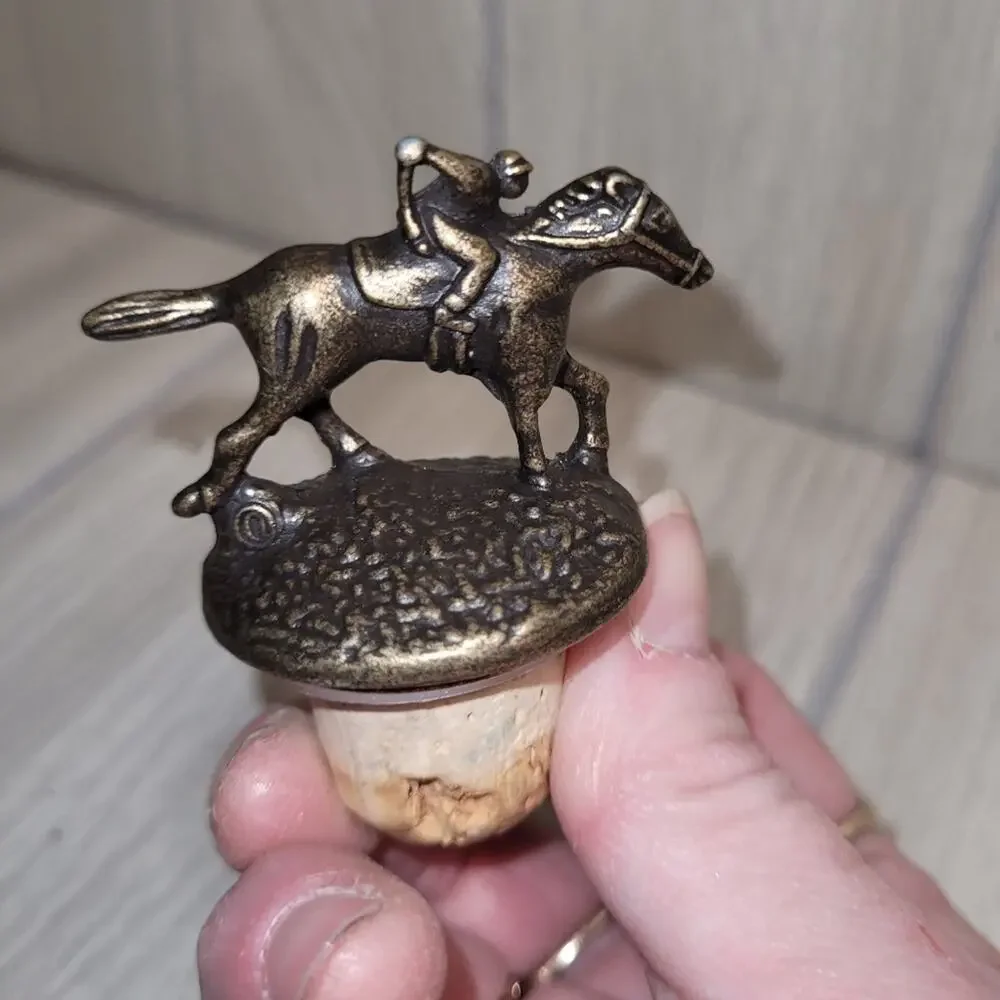 Whisky Cork Bottle Stopper Bronze Horse & Rider Blantons Bourbon